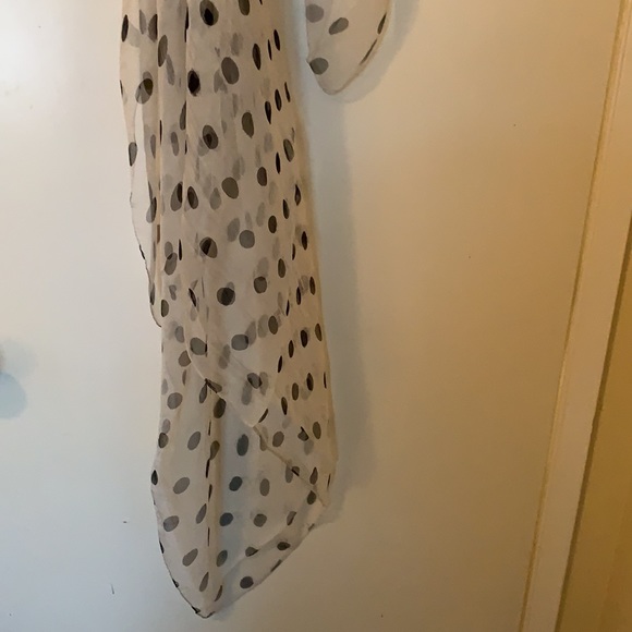 Black Polka Dot White Fine Silk Scarf - Picture 11 of 14
